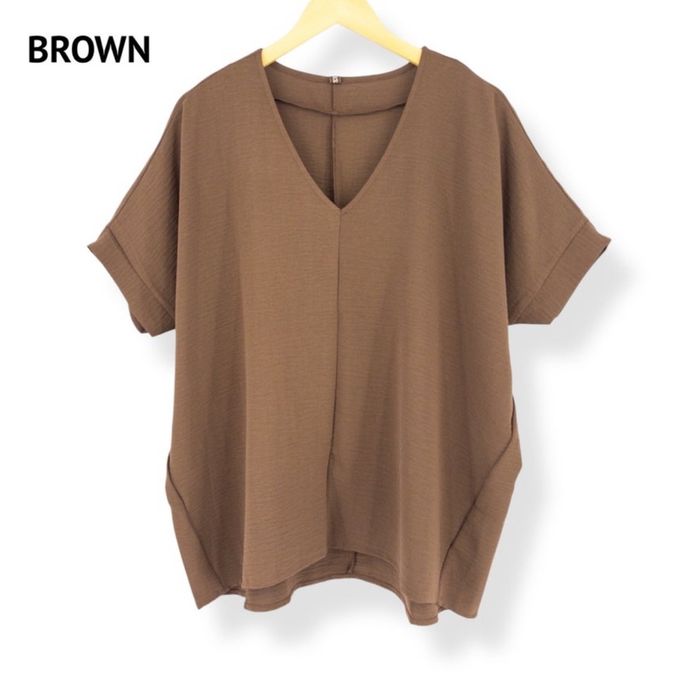 Zenana Brown Cuffed Sleeve Boxy Blouse Airflow Dolman